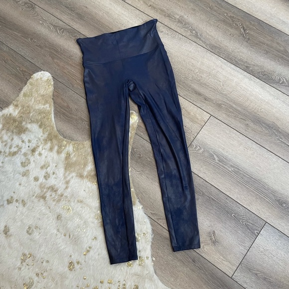 SPANX Pants & Jumpsuits Spanx Navy Blue Faux Leather Leggings